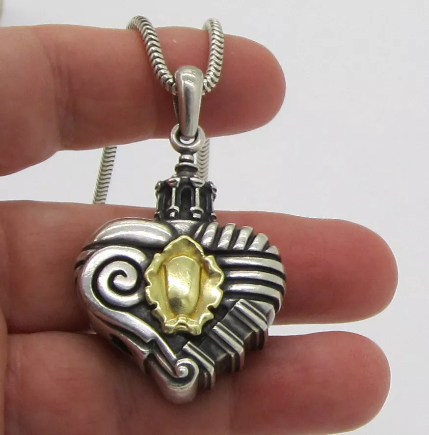 Lagos Caviar 18K Gold Sterling Silver Heart 47.8 Gram Pendant