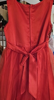Girls Size 10 Red Sequin Red Bow Holiday Dress | eBay