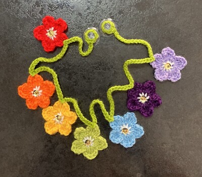    CUTE NEW Hand Crochet Window Rainbow Flowers Bunting Camper SUMMER Gift