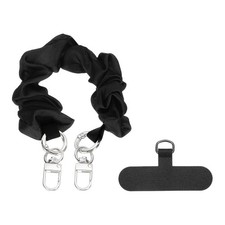 Phone Wrist Strap, 10" Elastic Phone Lanyard with Gold Keychain, Black