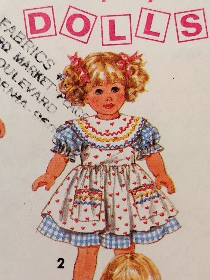 Simplicity 8211 Girl 18" Doll Clothes Dress Romper Nightgown Pantaloons Boots - Image 3 of 4