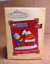 Hallmark Ornament: Merry Christmas Snoopy: Charlie Brown  Doghouse: 2004