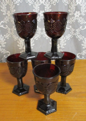 Avon Cape Cod Ruby Red 1876 Collection - Claret Wine Glasses - Set of 6 - VGC
