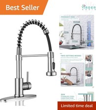 Kitchen Sink Faucet Stainless Steel Brushed Nickel Pull Down Sprayer 1.8 GPM