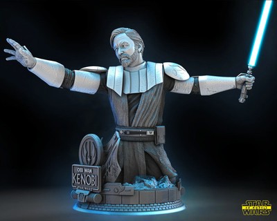 3D gedruckter 16K Lüfter aus SW3D Obi-Wan Kenobi Büste bis 250 mm. Ca.