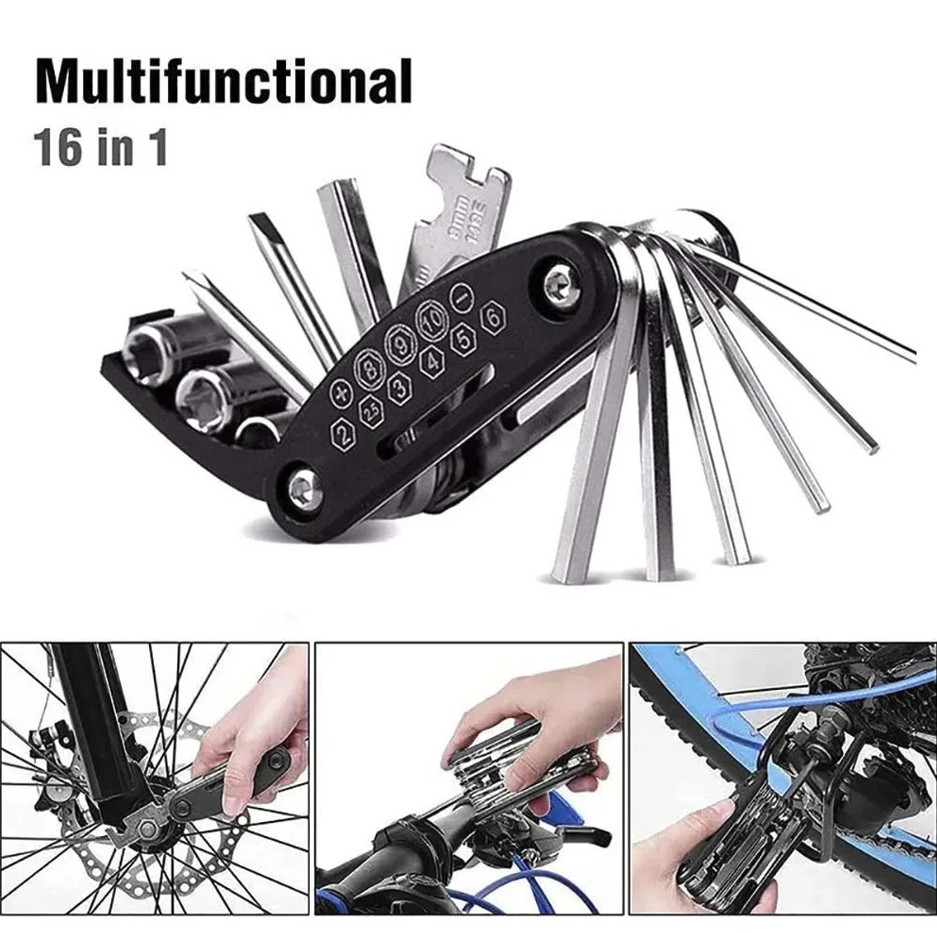1pc 16-in-1 Bicycle Repair Tool Kit Hex Wrench Screwdriver -