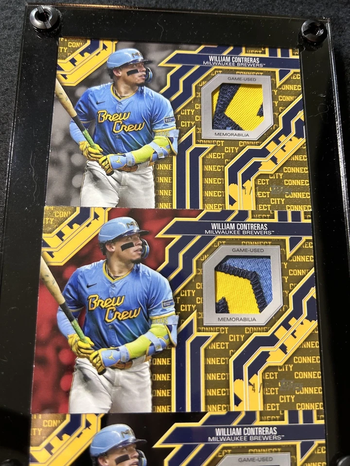 2025 Topps Serie 2 William Contreras City Connect Reliquia Arco Iris 1/1 Cerveceros Foto 4 de 4