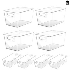8-Pack Clear Storage Bins with Lids - 4 Large  4 Small for Pantry Organization