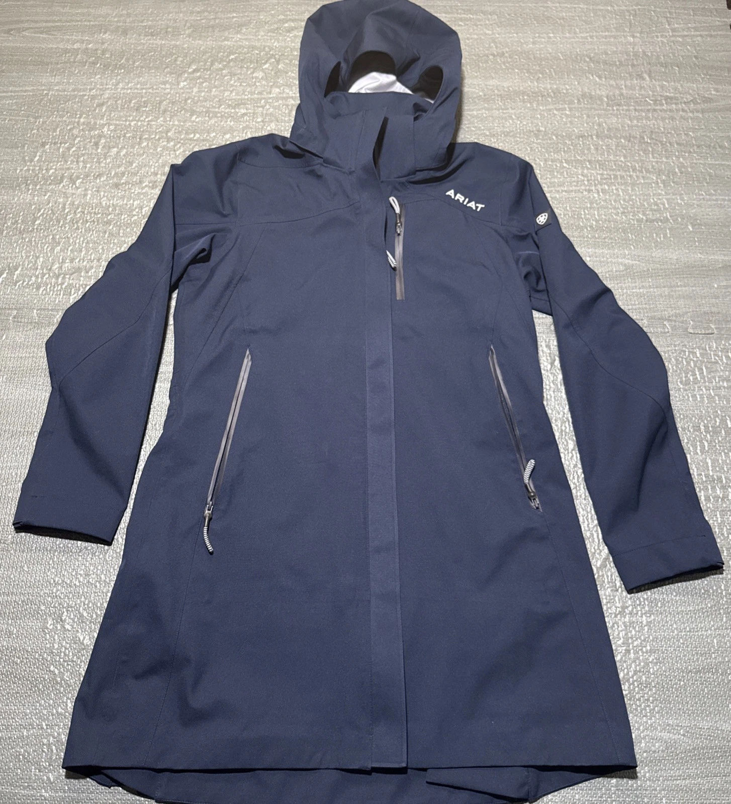 Ariat TEK Jacket Coastal Long Waterproof Parka Womens Small Navy Riding Vents