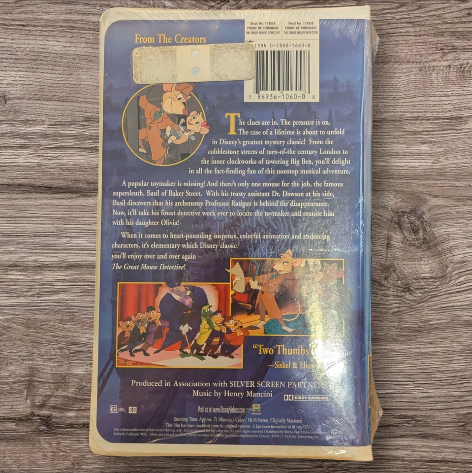 The Great Mouse Detective VHS  Walt Disney Home Video - -New Sealed Dolby Sound - Image 2 of 4