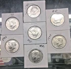 Lot of 7 Kennedy Half 90, 40% Silver Coins - Nice BU, MS, UNC 1964-1970