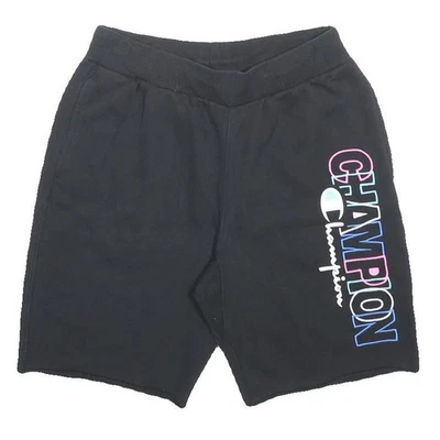 CHAMPION REVERSE WEAVE Shorts Casual Femme Noir M 28" Logo - Photo 1/4