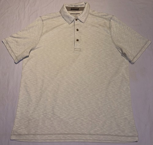Johnston & Murphy, Johnston & Murphy Mens Vintage Slub Textural Polo Shirt Size Medium Heather Gray