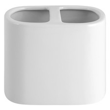 Adult Ceramic Toothbrush Holder in White for Bathroom Storage