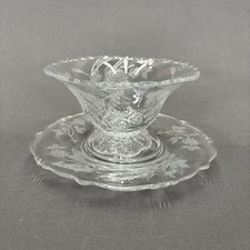 Heisey Rose Etched Clear Glass Mayonnaise Bowl Dish 5 1/2" Made in USA 1950s