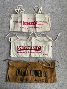 Lot of 3 Lumber Store Carpenter Hardware Canvas Advertising Nail Aprons - Knox