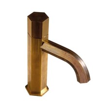 Miscelatore per lavabo monoforo in ottone naturale modello esagonale Mamoli Hexa