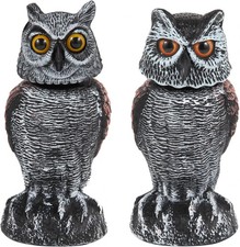 2 Pack Fake Owl Decoys to Scare Birds Away, R...