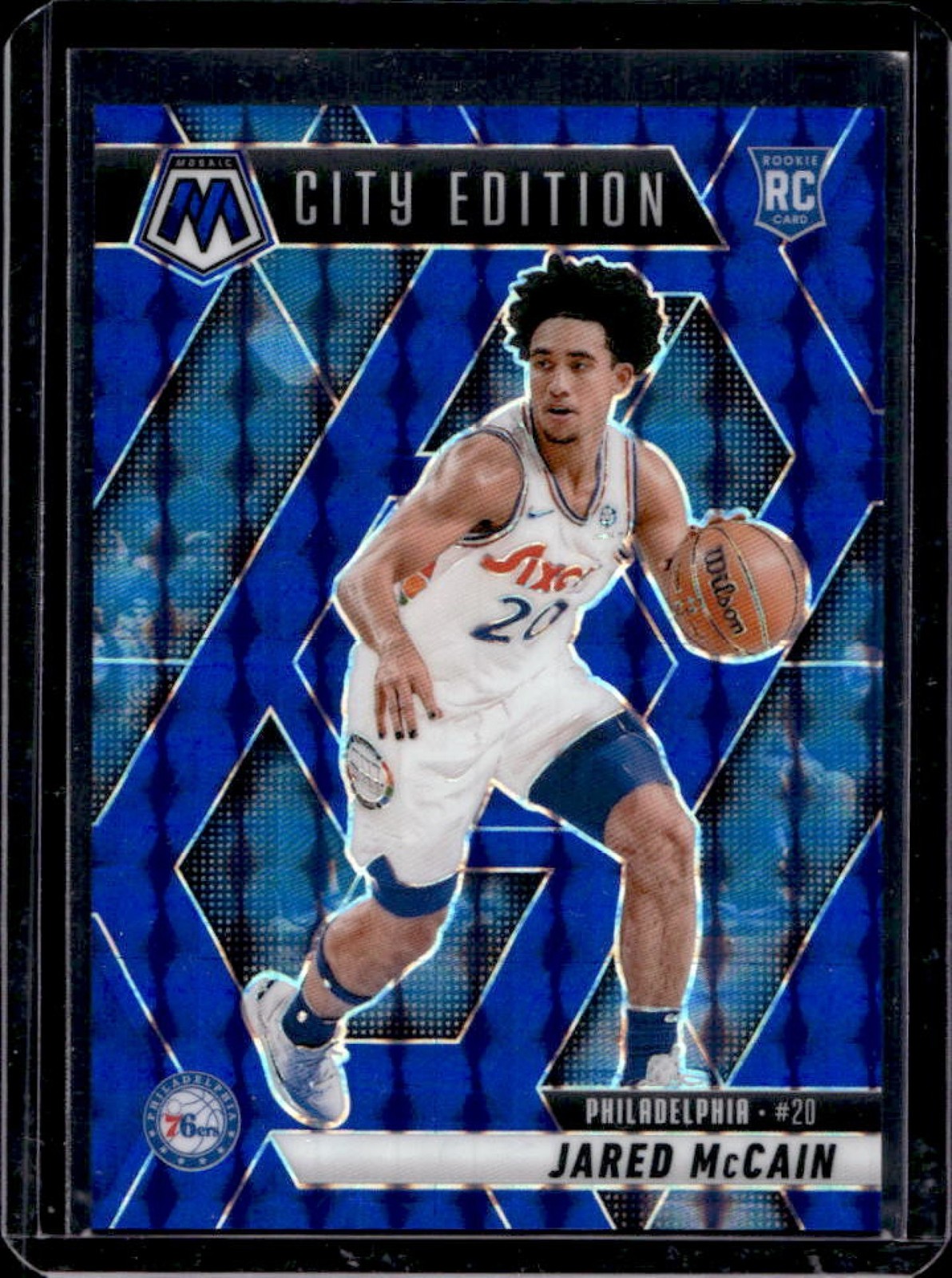 2024-25 Mosaic Jared McCain RC Blue Rookie City Edition #43/199 76ers