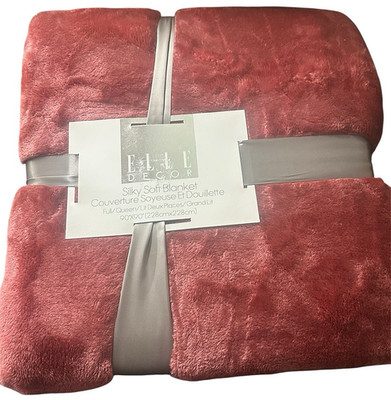 Elle Decor Silky Soft Blanket Full/Queen 90'' x 90'' Dusty Rose Plush Throw NEW