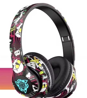Neu LED Graffiti Style Bluetooth kabelgebunden drahtlos Dual Kopfhörer