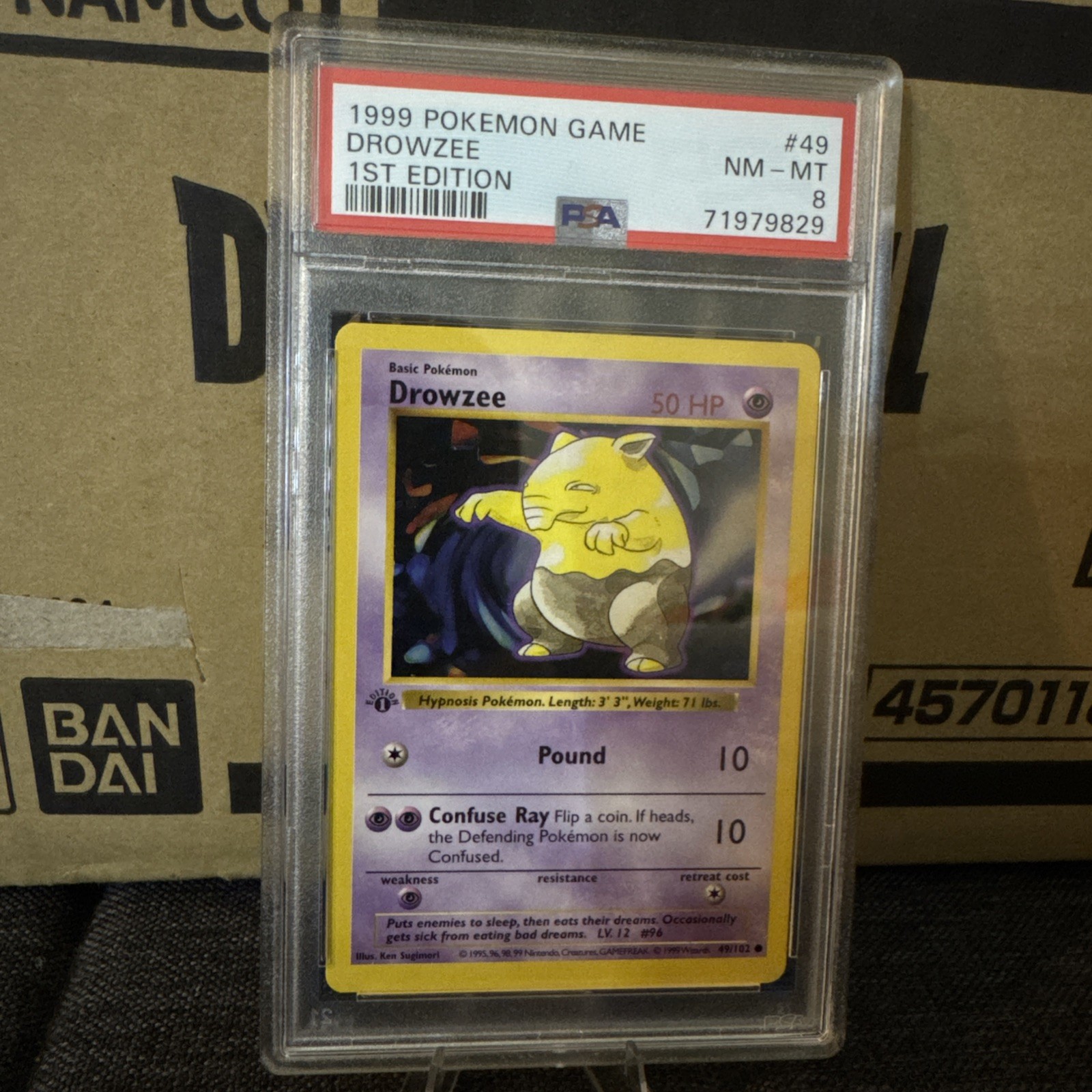 1999 POKEMON GAME 1ST ED #49 DROWZEE PSA 8
