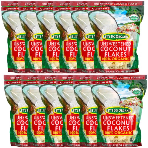 Edward & Sons, Let's Do Organic, (12 Pack) 100% Organic Unsweetened Coconut