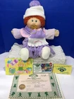 Vintage 1978 1982 Cabbage Patch Kid Red Hair Green Eyes Original Outfit COA