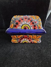 Talavera Mexico Pottery Treasure Chest Trinket Box Jewelry Hand Paint Terracotta