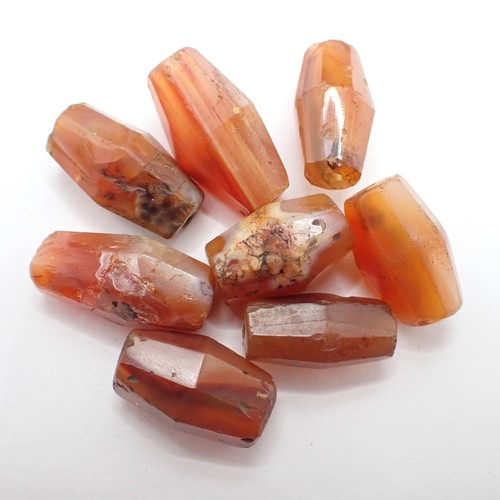 8 pcs faceted AGATE CARNELIAN STONE trade beads old tribal Africa estate antique