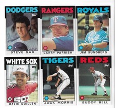 1986 Topps SAX 175 PARRISH 238 SUNDBERG 245 OZZIE GUILLEN RC 254 MORRIS 270 BELL