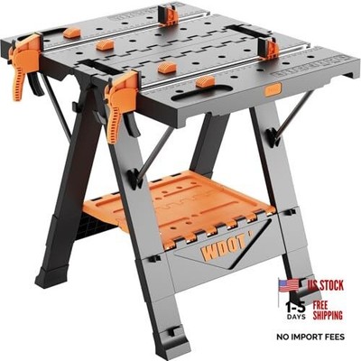 2-in-1 Folding Work Bench & Sawhorse, Easy Setup Portable Work Table, 31'' W x