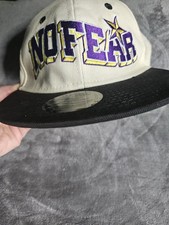 No Fear Baseball Cap Cream Purple  Rare Junior Size Snapback Hat 90s Vintage