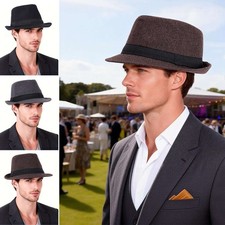 Men Women Winter Wool Felt Jazz Fedora Hat Trilby Cuban Cap Panama Short Brim
