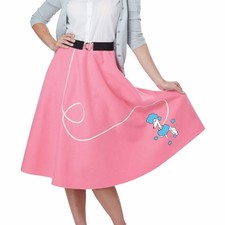 50s Poodle Greaser Sock Hop Bopper Rock Roll Womens Costume Pink Skirt S/M