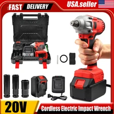 Cordless Electric Impact Wrench Gun 1/2'' High Power Driver w/ Li-ion Battery