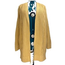 L.L.Bean Signature Women's Cable-Knit Open Front Cardigan Sweater L w/pockets