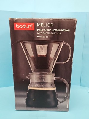 Bodum Melior Pour Over Coffee Maker Stainless Steel Filter Glass Pot