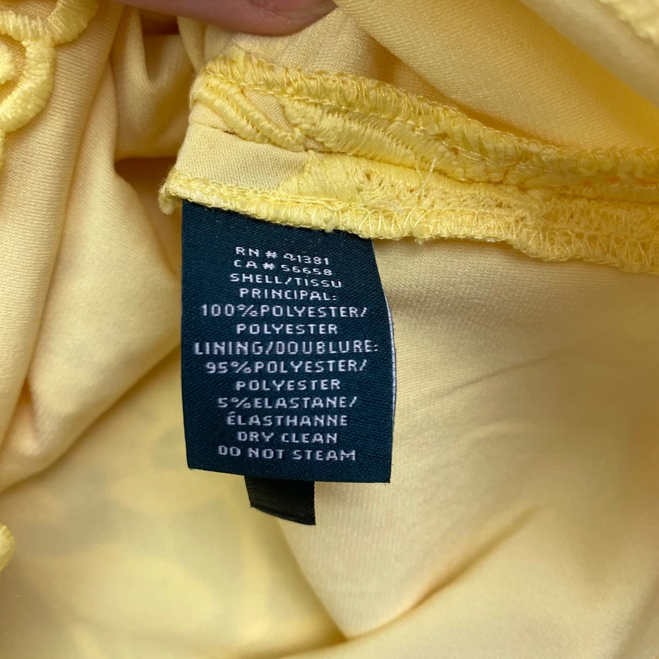 Vestido de fiesta Lauren Ralph Lauren amarillo floral de encaje sin mangas Foto 4 de 4