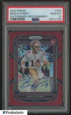 2022 Panini Prizm Red Shimmer #353 Brock Purdy RC Rookie AUTO /35 PSA 10