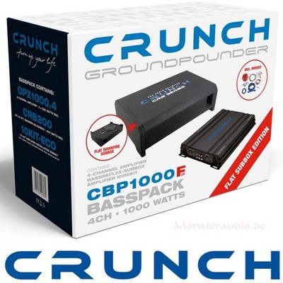 CRUNCH CBP1000F Verstärker flacher Subwoofer Kabelset 1000 Watt Bass Auto Set