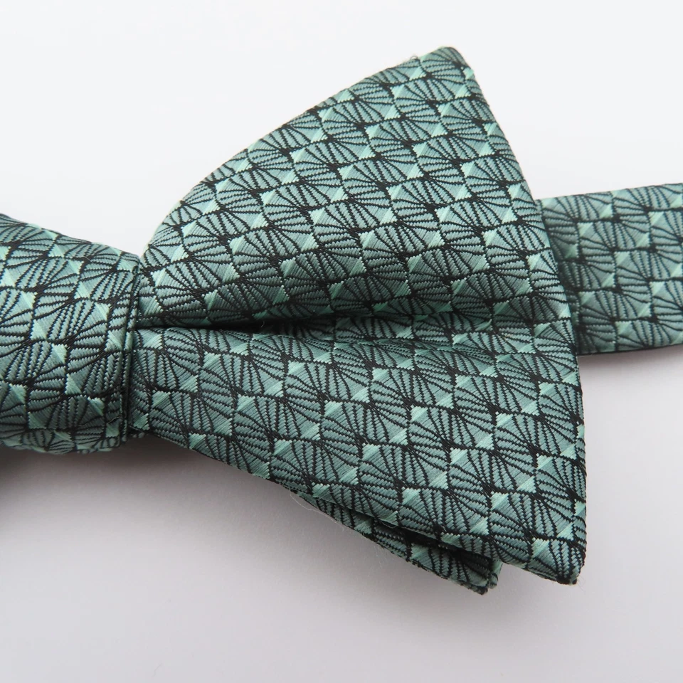 Pajarita Alfani verde negra a cuadros 2,5" de ancho pre corbata poliéster Foto 2 de 4