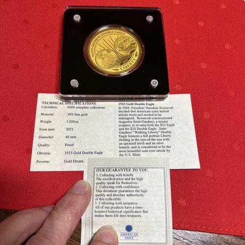 2021 American Mint 1933 Double Head Eagle 1/200oz 999 Fine Gold Comemorativ Coin