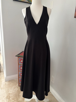 NWT Halston Heritage Perfect Little Black Dress Back Cutouts Midi Sz6 Valentines
