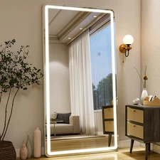 26x68 inch Full Length Mirror with Lights, LED Lighted Floor Standing, Hangin...