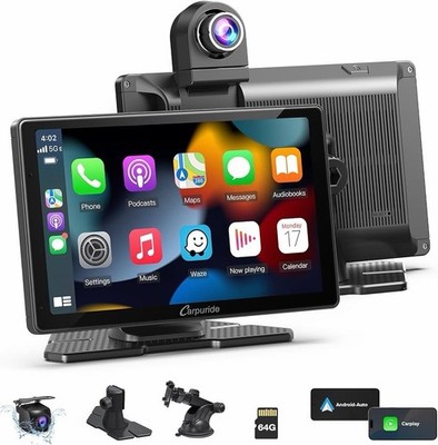 Carpuride W703 Wireless CarPlay for Apple CarPlay & Android Auto, 7'' Backup Cam