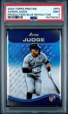 2024 TOPPS PRISTINE PRISTINE PRODUCTION BLUE REFRACTOR AARON JUDGE 11/75 PSA 9