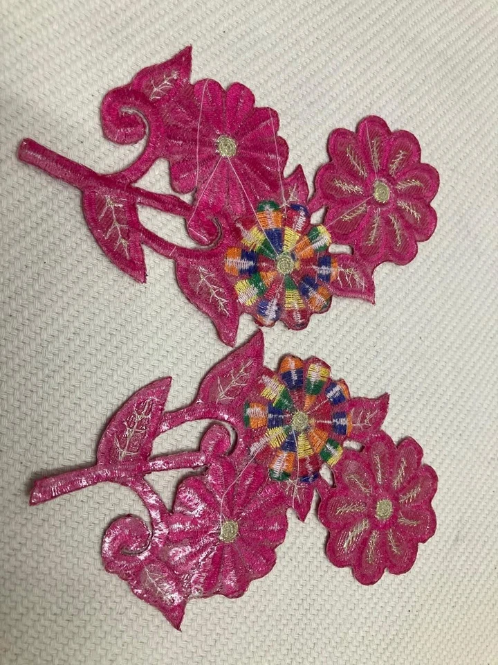 Lot of 2 Iron On Patches Deep Pink Flower Patches for Baby Clothes Accessory - Image 4 of 4