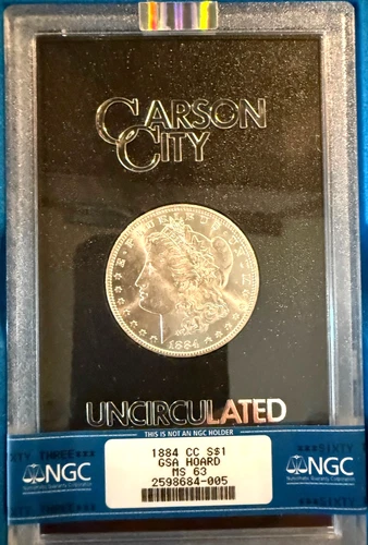 1884 CC $1 CARSON CITY GSA Hoard NGC MS63 Morgan Silver Dollar  w/Box and COA