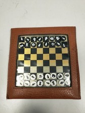 Gioco Tascabile degli Scacchi "Erre Gi Emme" in Pelle e Metallo Vintage